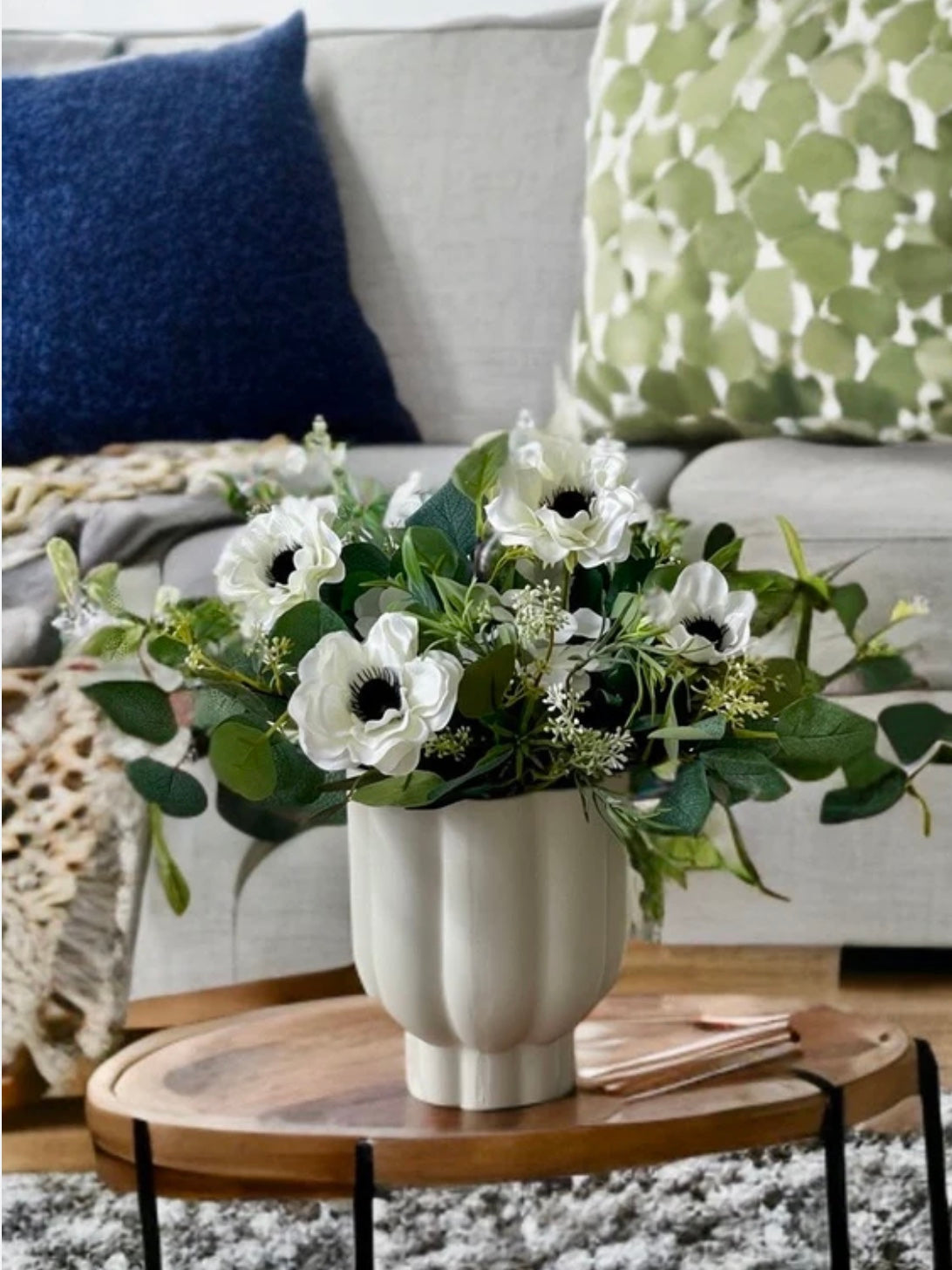 17" Silk Anemone Spray ( FSA801-CR/BK )