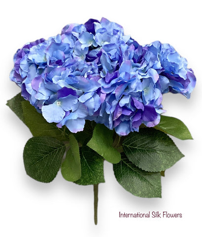 18" Silk Pongee Hydrangea Bush ( INT001-Blue 2 )