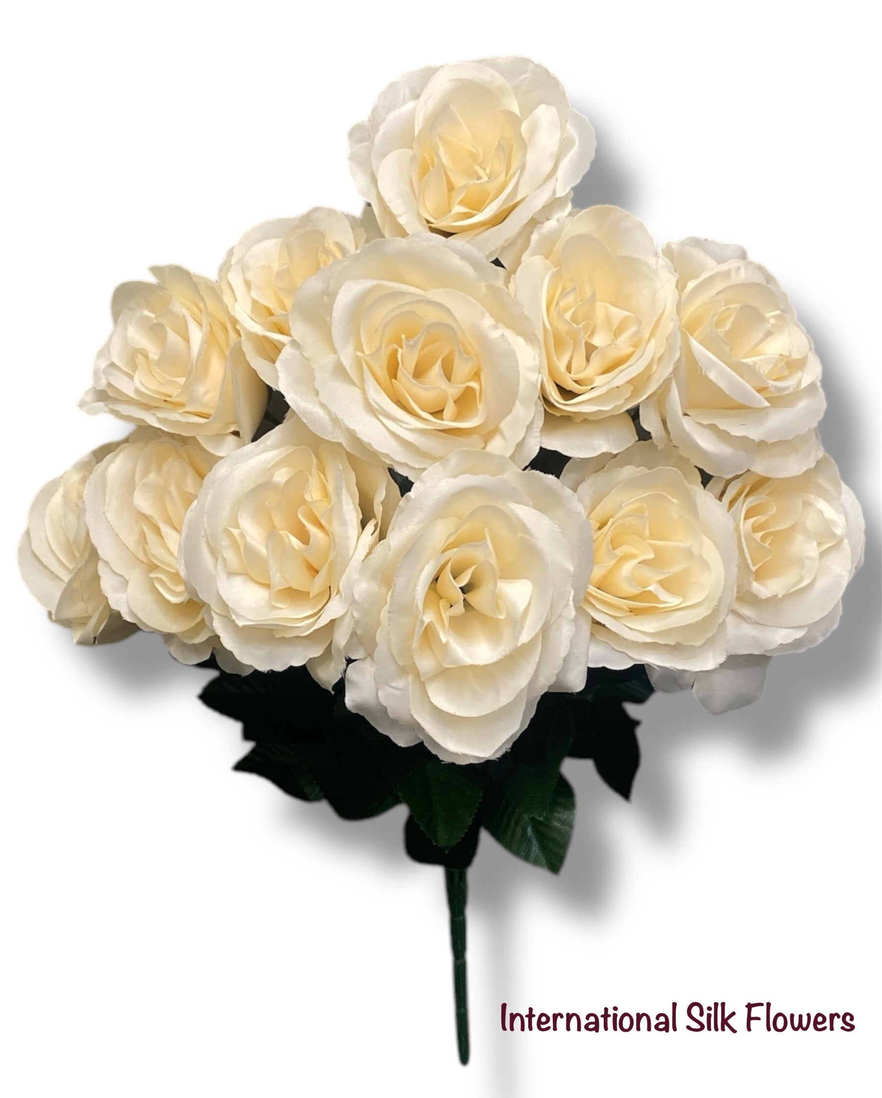 17" Satin Open Rose Bush ( INT398-#42 New Champagne )
