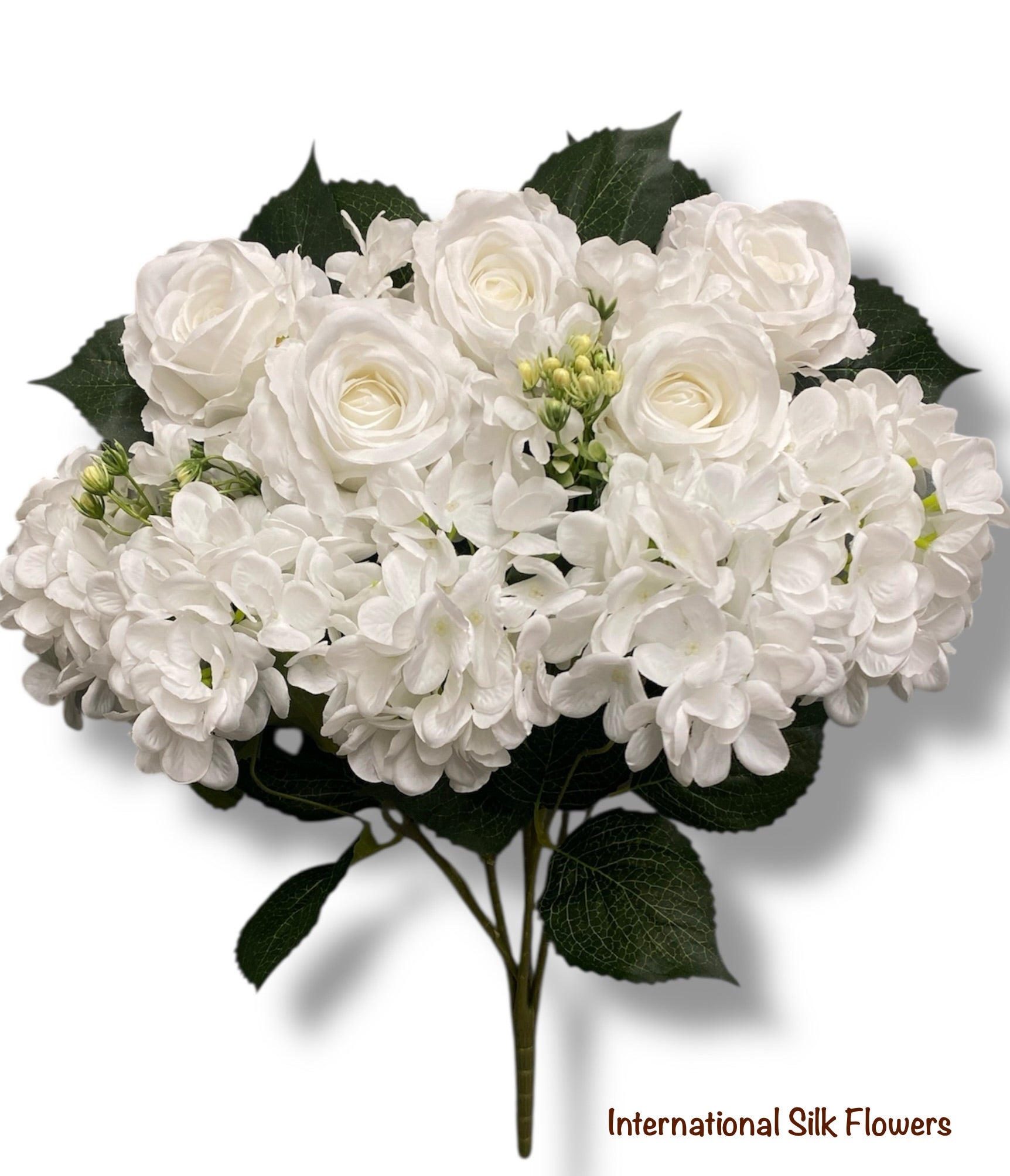 23'' Deluxe Silk Rose Hydrangea Mix Bush ( B1501-White )