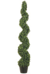 5’ Faux Knock-Down Pond Boxwood Spiral Topiary ( LPB715-GR )