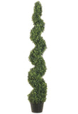 5’ Faux Knock-Down Pond Boxwood Spiral Topiary ( LPB715-GR )