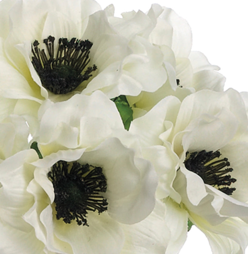 12” Silk White Anemone Bouquet ( FSA052-WHITE