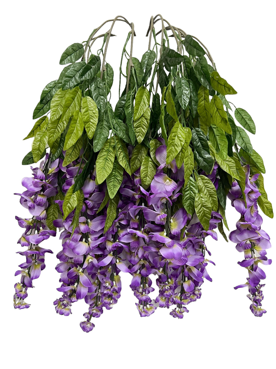 35” Faux Wisteria Hanging Bush ( INT587-Lilac
