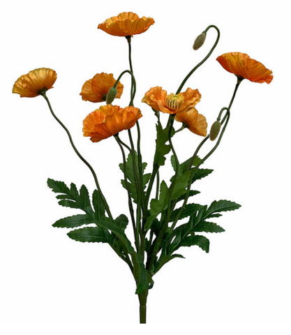 15” Faux Poppy Bush ( FBP279-Orange )