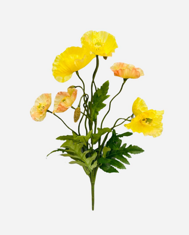 15” Faux Poppy Bush ( FBP279-Yellow )