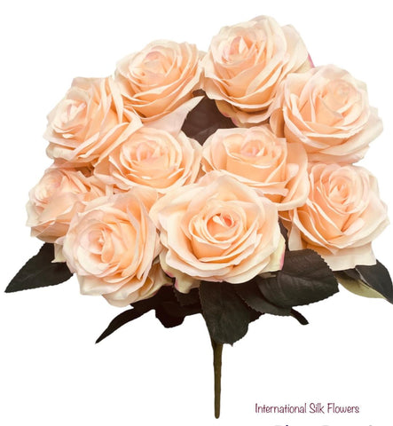 18" Silk Open Rose Bush ( AN10004-Rose/Peach )