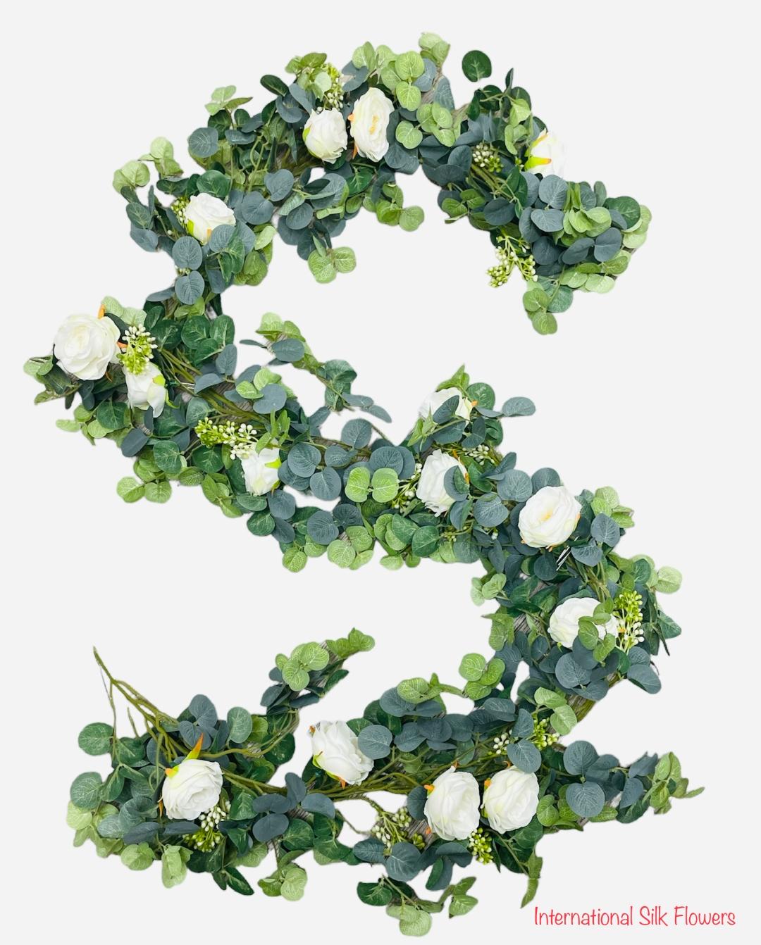 6.4' Eucalyptus Garland with Flowers ( EGF06 )