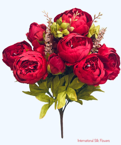 20'' Faux Victorian Peony Bush  ( INT0068-Red )