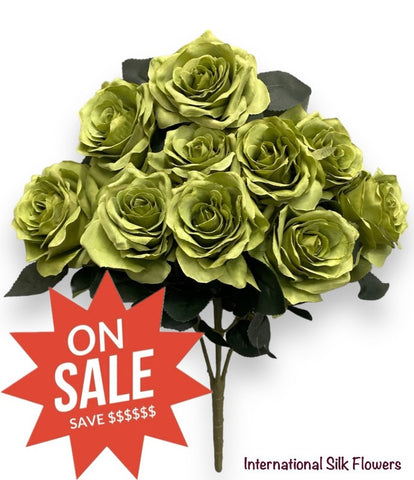18'' Open Rose Bush ( INT-663-#09 Apple Green )