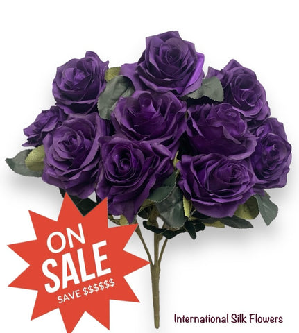 18'' Open Rose Bush ( INT-663-#14Dark Purple )