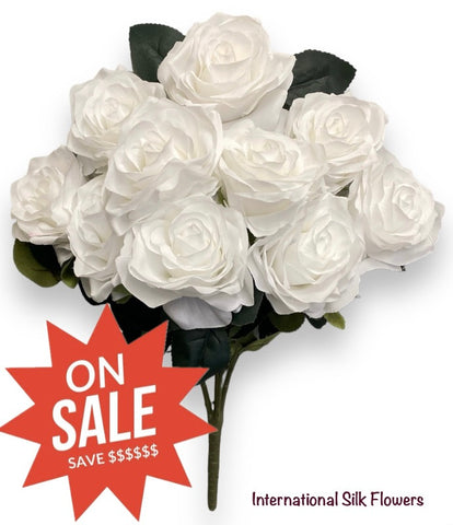 18'' Open Rose Bush ( INT-663-#01 White )
