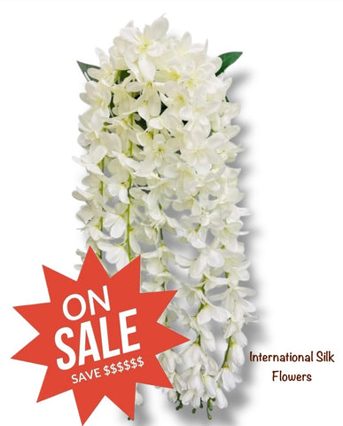 32'' Hanging Orchid Bush ( INT5130-Cream )