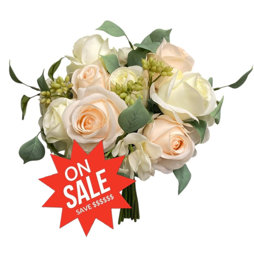 17" Rose Hydrangea Bouquet ( 192039-Champagne/White )