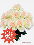 17" Satin Open Rose Bush ( INT398-Beige )