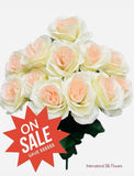 17" Satin Open Rose Bush ( INT398-Beige )