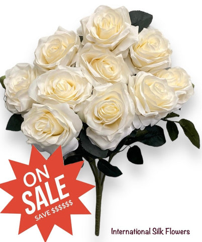 18'' Open Rose Bush ( INT-663-#03B Beige )
