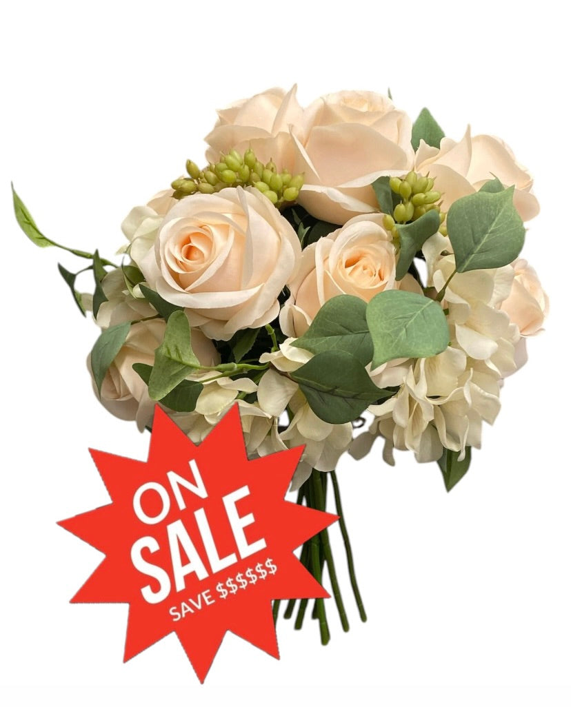 17" Rose Hydrangea Bouquet ( 192039-Champagne )
