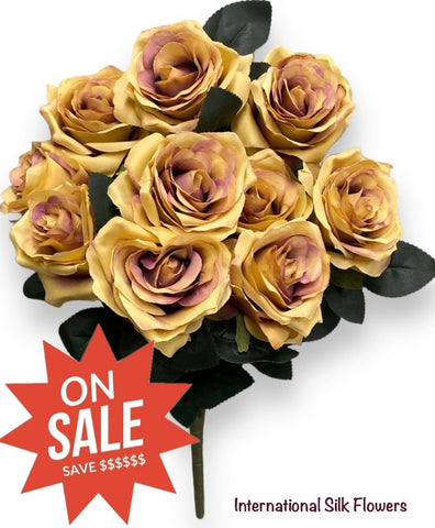 18'' Open Rose Bush ( INT-663-#19 Dark Beige )