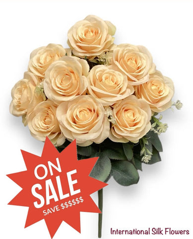 17'' Open Rose Bush ( INT663-Beige )