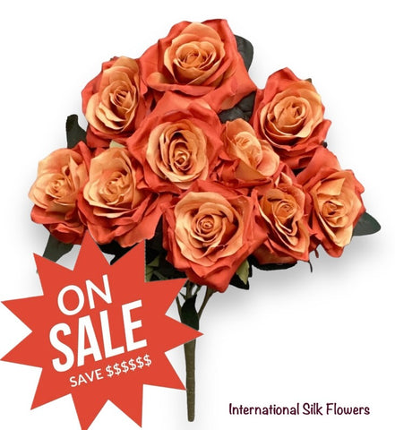 18'' Open Rose Bush ( INT-663-#18Rust )