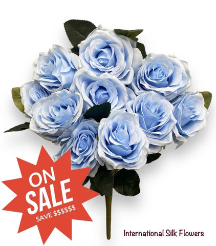 18'' Open Rose Bush ( INT-663-#12Baby Blue )