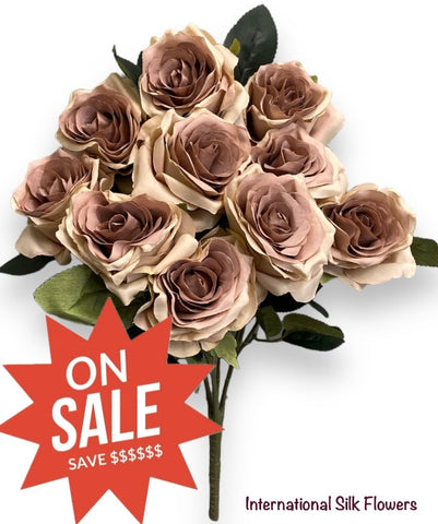 18'' Open Rose Bush ( INT-663-#04 Beige Purple )