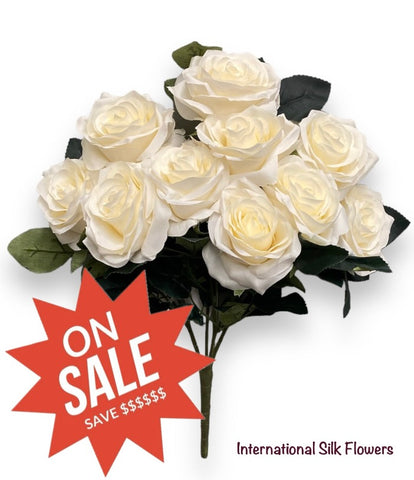 18'' Open Rose Bush ( INT-663-#03A Beige )