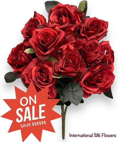 18'' Open Rose Bush ( INT-663-#17 Dark Red )