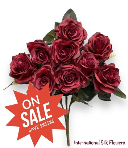 18'' Open Rose Bush ( INT-663-#20Burgundy )