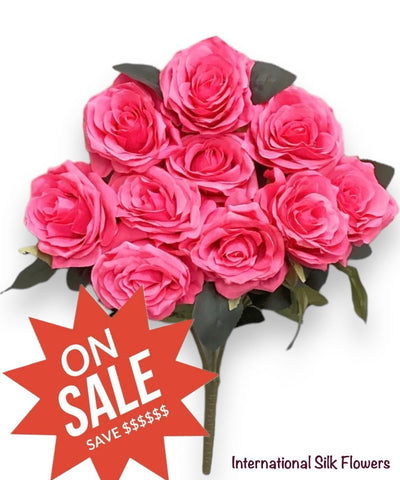 18'' Open Rose Bush ( INT-663-#15Fuchsia )