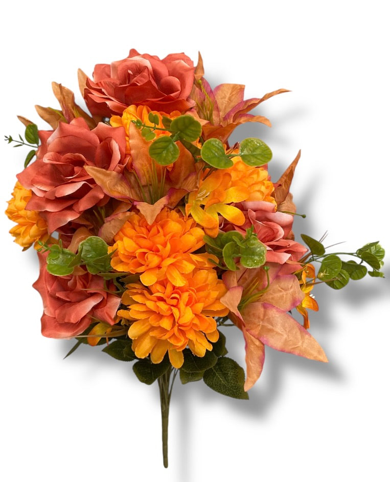24'' Rose/Mum/Lily Bush ( 229015-BK/OR/BR )