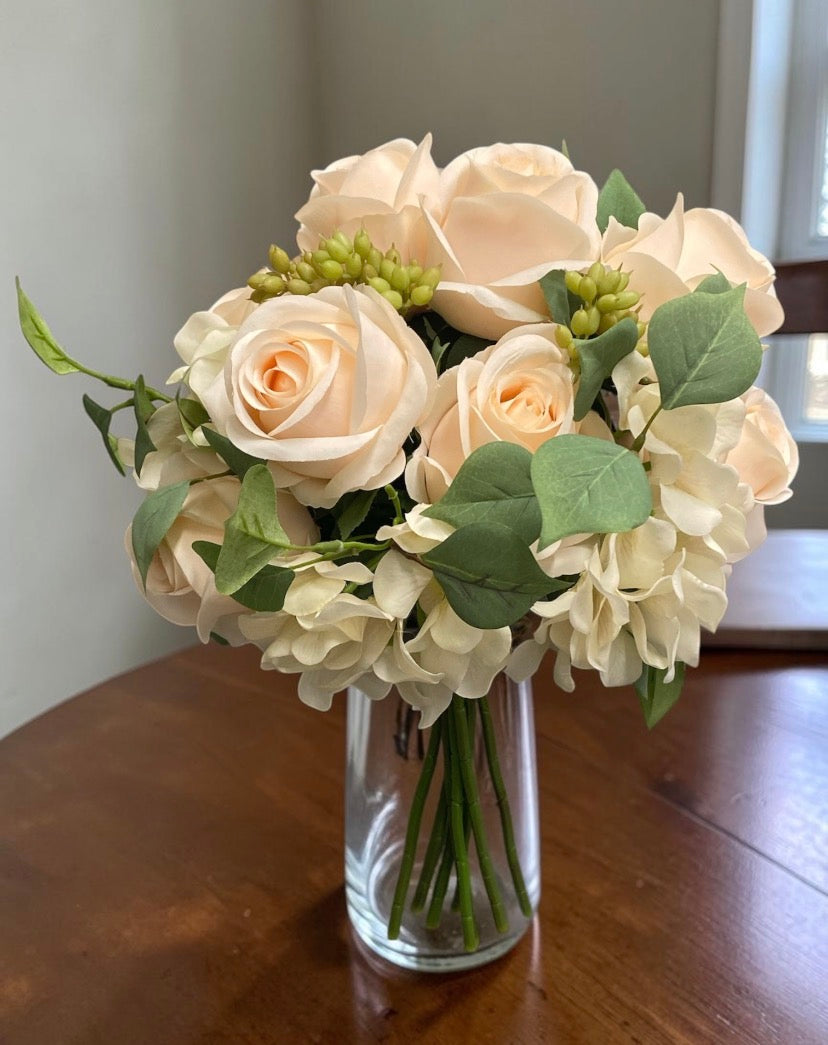 17" Rose Hydrangea Bouquet ( 192039-Champagne )