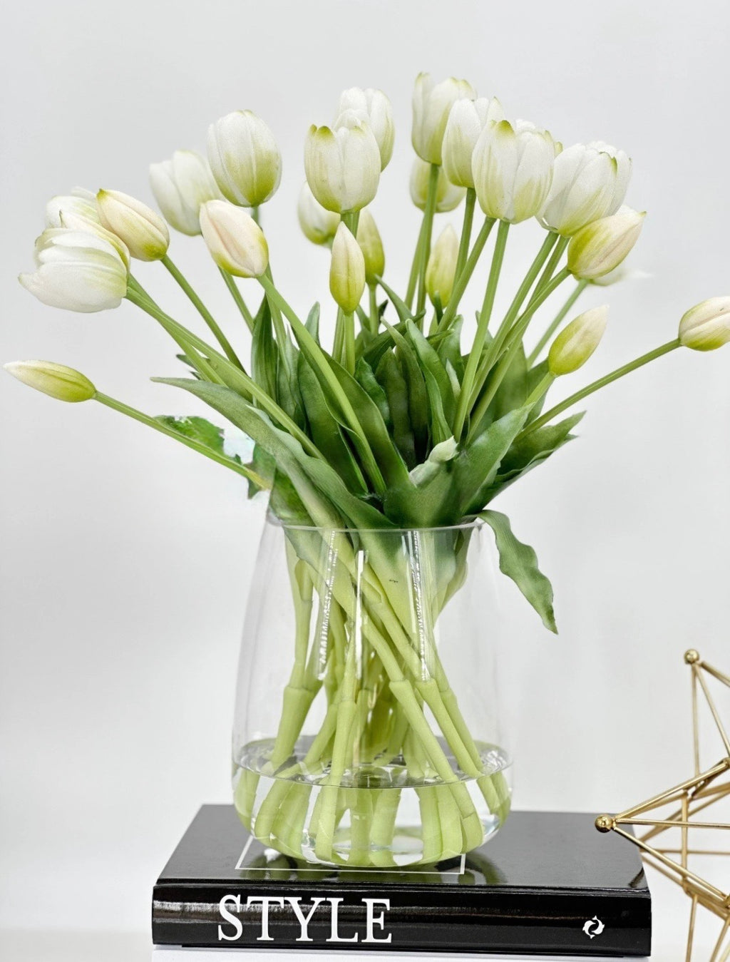 16'' Real Touch Tulip Bush ( RX-Y1001-#5 Cream )