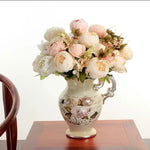 20'' Faux Victorian Peony Bush  ( INT0068-Cream/Mauve )