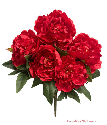 17'' Silk Peony Bush ( FBP791-Red )