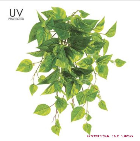 19'' UV Protected Pothos Leaf Bush (  PBP075-GR/WH )