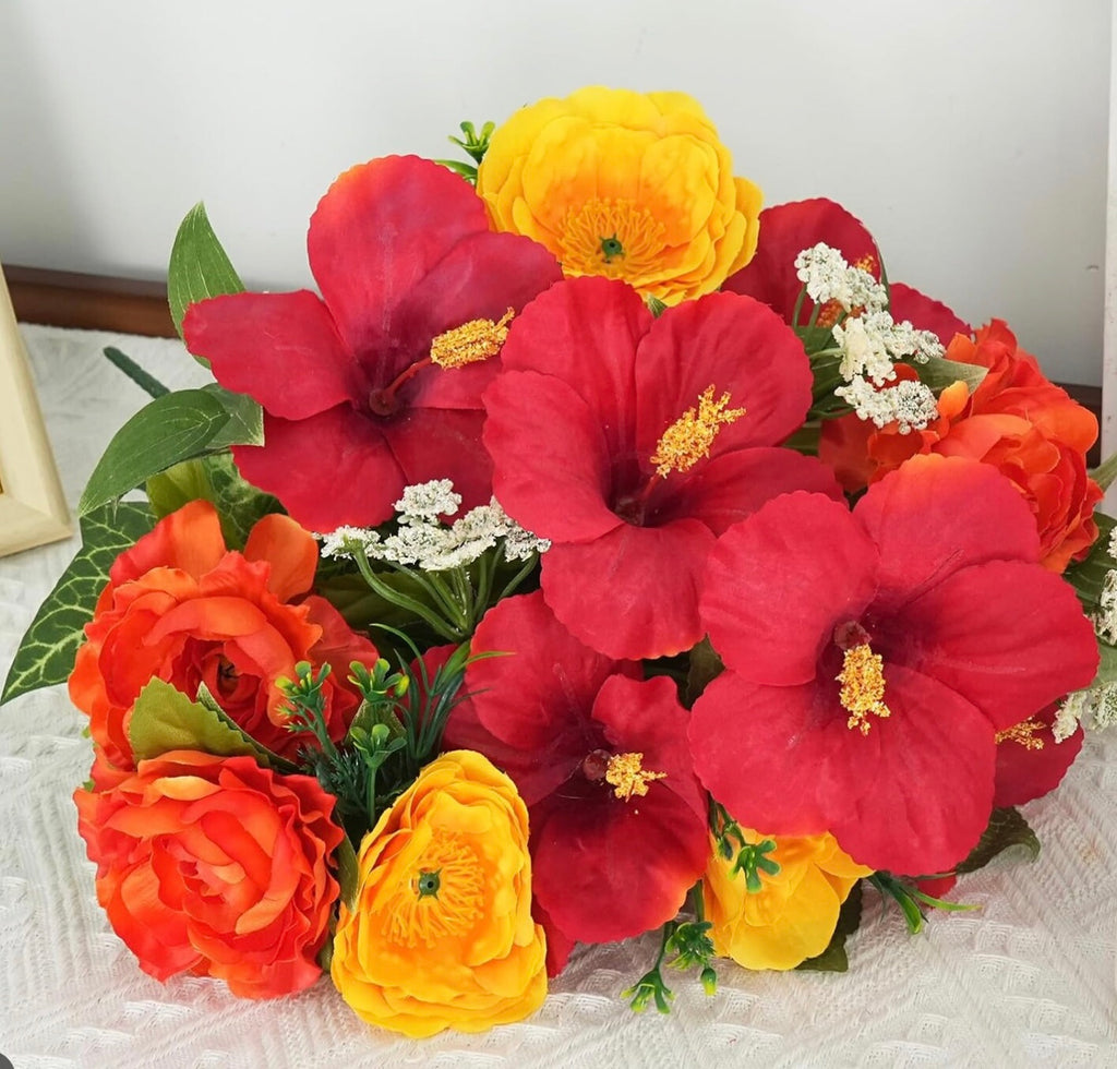 19" Faux Hibiscus Bush ( FBH371-Red )