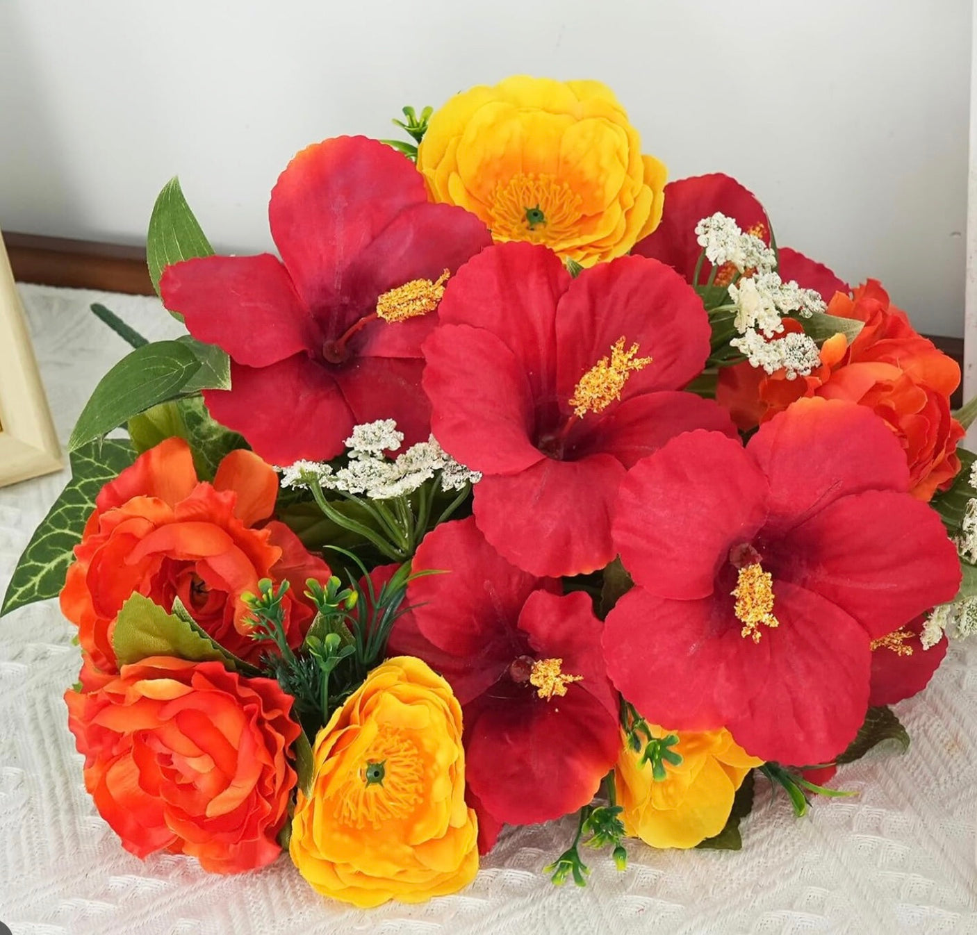 31” Faux Hibiscus Spray ( FSH753-Red )