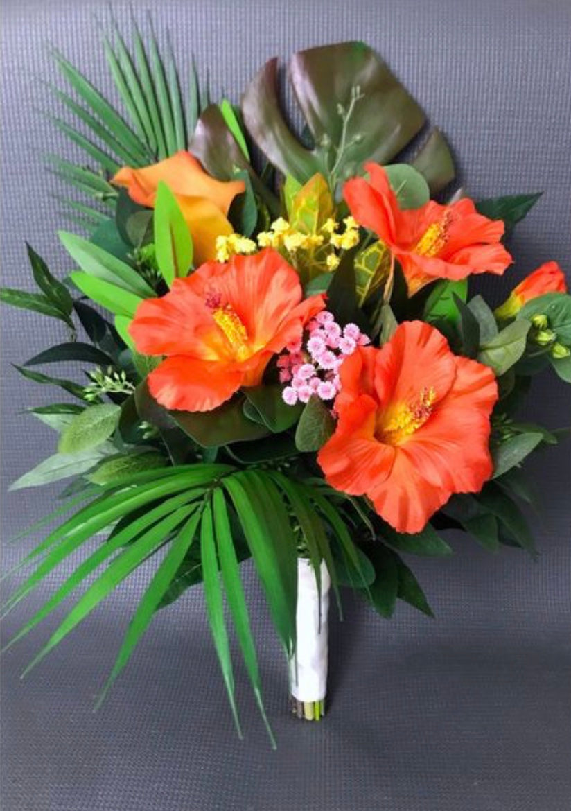 19" Faux Hibiscus Bush ( FBH371-Orange )