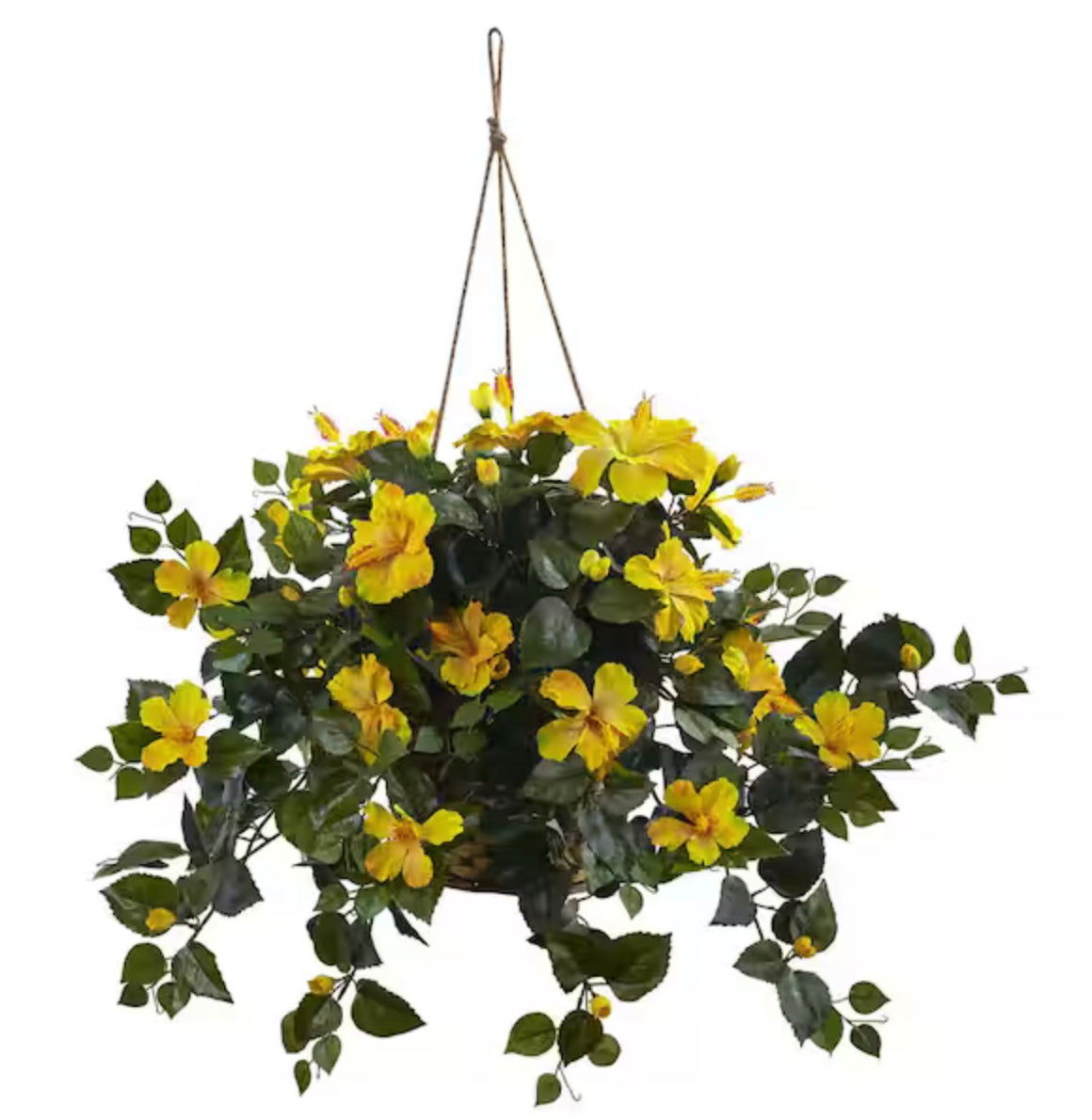26" Silk Hibiscus Hanging Bush ( FBH216-Yellow )