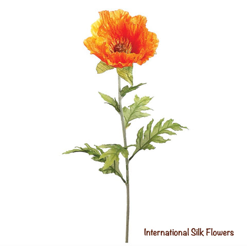 28''  Faux Poppy Spray ( FSP484-Orange )