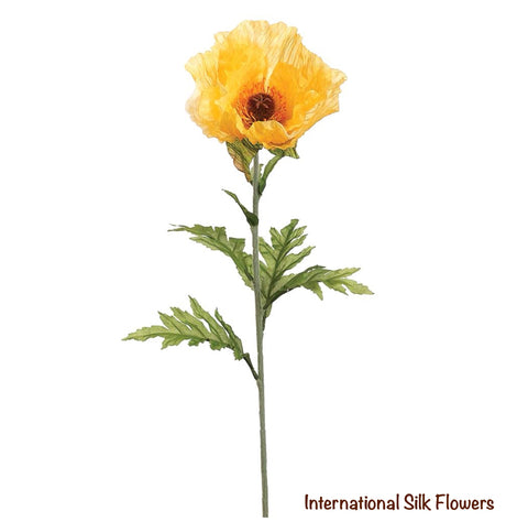 28''  Faux Poppy Spray ( FSP484-Yellow )