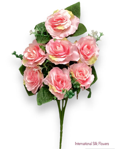 13'' Small Open Rose Bush ( J07001-Pink )