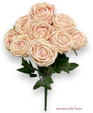 16” Faux Cabbage Rose Bush ( INT0005-Cream Pink )