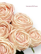 16” Faux Cabbage Rose Bush ( INT0005-Cream Pink )