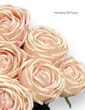 16” Faux Cabbage Rose Bush ( INT0005-Cream Pink )
