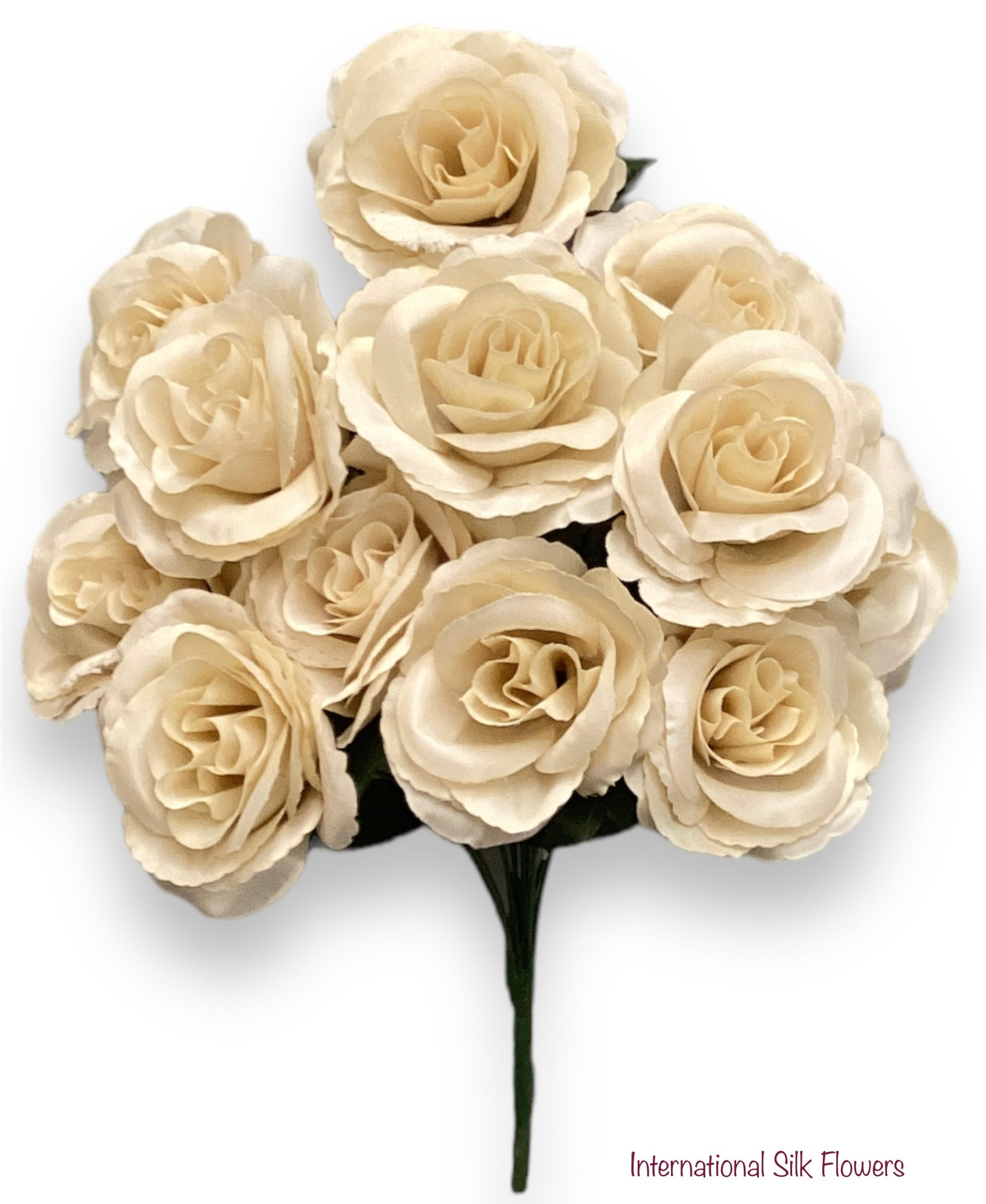 17" Satin Open Rose Bush ( INT398-#18 Ivory )