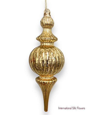 9.06'' FINIAL GLASS ORNAMENT ( 302059-ANTIQUE GOLD )