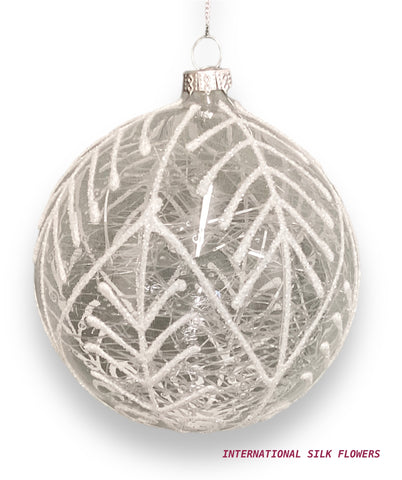 3.94''  GLASS BALL ORNAMENT ( 303091-WHITE CLEAR )